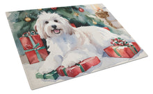 Load image into Gallery viewer, Coton De Tulear Cozy Christmas Glass Cutting Boards – Durable, Decorative Kitchen Art Large