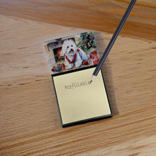 Load image into Gallery viewer, Coton De Tulear Cozy Christmas Sticky Note Holder- Refiilable Desk Accessory Note Pad