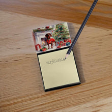 Load image into Gallery viewer, Dachshund Cozy Christmas Sticky Note Holder- Refiilable Desk Accessory Note Pad