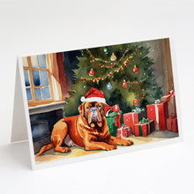 Load image into Gallery viewer, Dogue de Bordeaux Cozy Christmas Greeting Cards - Blank Note Cards – 8-Pack of Artist-Designed Cards with Envelopes