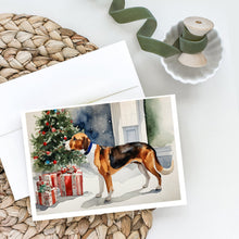 Load image into Gallery viewer, English Foxhound Cozy Christmas Greeting Cards - Blank Note Cards – 8-Pack of Artist-Designed Cards with Envelopes