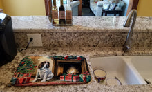 Load image into Gallery viewer, English Springer Spaniel Cozy Christmas Dish Drying Mat