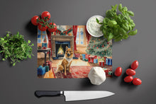 Load image into Gallery viewer, Finnish Spitz Cozy Christmas Glass Cutting Boards – Durable, Decorative Kitchen Art Large