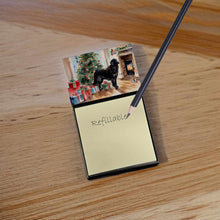 Load image into Gallery viewer, Flat-Coated Retriever Cozy Christmas Sticky Note Holder- Refiilable Desk Accessory Note Pad