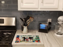 Load image into Gallery viewer, French Bulldog Cozy Christmas Glass Cutting Boards – Durable, Decorative Kitchen Art Large