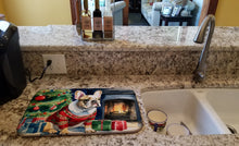 Load image into Gallery viewer, French Bulldog Cozy Christmas Dish Drying Mat