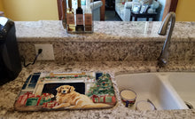Load image into Gallery viewer, Golden Retriever Cozy Christmas Dish Drying Mat