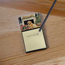 Load image into Gallery viewer, Golden Retriever Cozy Christmas Sticky Note Holder- Refiilable Desk Accessory Note Pad