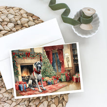 Load image into Gallery viewer, Great Dane Cozy Christmas Greeting Cards - Blank Note Cards – 8-Pack of Artist-Designed Cards with Envelopes