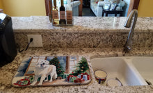 Load image into Gallery viewer, Great Pyrenees Cozy Christmas Dish Drying Mat