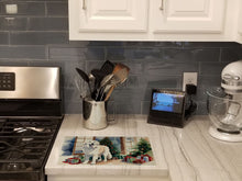 Load image into Gallery viewer, Great Pyrenees Cozy Christmas Glass Cutting Boards – Durable, Decorative Kitchen Art Large