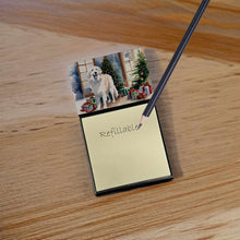 Load image into Gallery viewer, Great Pyrenees Cozy Christmas Sticky Note Holder- Refiilable Desk Accessory Note Pad