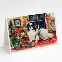 Load image into Gallery viewer, Japanese Chin Cozy Christmas Greeting Cards - Blank Note Cards – 8-Pack of Artist-Designed Cards with Envelopes