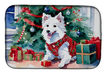Load image into Gallery viewer, Japanese Spitz Cozy Christmas Dish Drying Mat