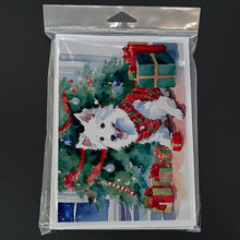 Load image into Gallery viewer, Japanese Spitz Cozy Christmas Greeting Cards - Blank Note Cards – 8-Pack of Artist-Designed Cards with Envelopes