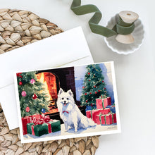Load image into Gallery viewer, Japanese Spitz Cozy Christmas Greeting Cards - Blank Note Cards – 8-Pack of Artist-Designed Cards with Envelopes