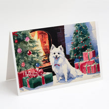 Load image into Gallery viewer, Japanese Spitz Cozy Christmas Greeting Cards - Blank Note Cards – 8-Pack of Artist-Designed Cards with Envelopes