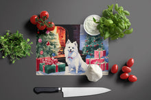 Load image into Gallery viewer, Japanese Spitz Cozy Christmas Glass Cutting Boards – Durable, Decorative Kitchen Art Large