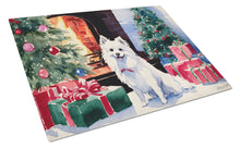 Load image into Gallery viewer, Japanese Spitz Cozy Christmas Glass Cutting Boards – Durable, Decorative Kitchen Art Large