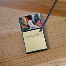 Load image into Gallery viewer, Japanese Spitz Cozy Christmas Sticky Note Holder- Refiilable Desk Accessory Note Pad