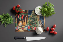 Load image into Gallery viewer, Keeshond Cozy Christmas Glass Cutting Boards – Durable, Decorative Kitchen Art Large