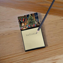 Load image into Gallery viewer, Keeshond Cozy Christmas Sticky Note Holder- Refiilable Desk Accessory Note Pad