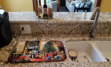 Load image into Gallery viewer, Keeshond Cozy Christmas Dish Drying Mat