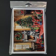 Load image into Gallery viewer, Keeshond Cozy Christmas Greeting Cards - Blank Note Cards – 8-Pack of Artist-Designed Cards with Envelopes