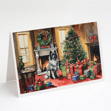 Load image into Gallery viewer, Keeshond Cozy Christmas Greeting Cards - Blank Note Cards – 8-Pack of Artist-Designed Cards with Envelopes