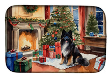 Load image into Gallery viewer, Keeshond Cozy Christmas Dish Drying Mat