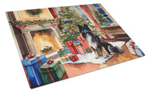 Load image into Gallery viewer, Keeshond Cozy Christmas Glass Cutting Boards – Durable, Decorative Kitchen Art Large