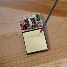 Load image into Gallery viewer, Lancashire Heeler Cozy Christmas Sticky Note Holder- Refiilable Desk Accessory Note Pad