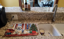 Load image into Gallery viewer, Lhasa Apso Cozy Christmas Dish Drying Mat
