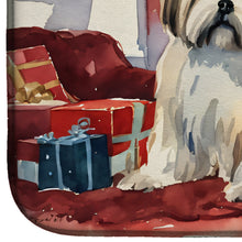 Load image into Gallery viewer, Lhasa Apso Cozy Christmas Dish Drying Mat