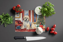 Load image into Gallery viewer, Lhasa Apso Cozy Christmas Glass Cutting Boards – Durable, Decorative Kitchen Art Large