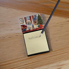 Load image into Gallery viewer, Lhasa Apso Cozy Christmas Sticky Note Holder- Refiilable Desk Accessory Note Pad