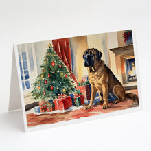 Load image into Gallery viewer, Mastiff Cozy Christmas Greeting Cards - Blank Note Cards – 8-Pack of Artist-Designed Cards with Envelopes