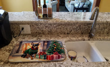 Load image into Gallery viewer, Miniature Pinscher Cozy Christmas Dish Drying Mat