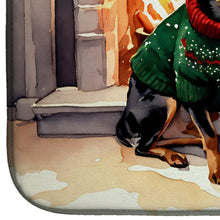 Load image into Gallery viewer, Miniature Pinscher Cozy Christmas Dish Drying Mat