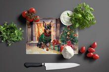 Load image into Gallery viewer, Miniature Pinscher Cozy Christmas Glass Cutting Boards – Durable, Decorative Kitchen Art Large