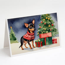 Load image into Gallery viewer, Miniature Pinscher Cozy Christmas Greeting Cards - Blank Note Cards – 8-Pack of Artist-Designed Cards with Envelopes