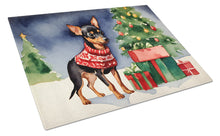 Load image into Gallery viewer, Miniature Pinscher Cozy Christmas Glass Cutting Boards – Durable, Decorative Kitchen Art Large