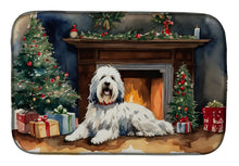 Load image into Gallery viewer, Old English Sheepdog Cozy Christmas Dish Drying Mat