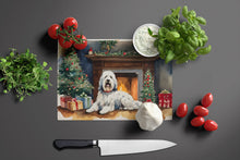 Load image into Gallery viewer, Old English Sheepdog Cozy Christmas Glass Cutting Boards – Durable, Decorative Kitchen Art Large