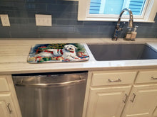 Load image into Gallery viewer, Old English Sheepdog Cozy Christmas Dish Drying Mat