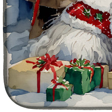 Load image into Gallery viewer, Old English Sheepdog Cozy Christmas Dish Drying Mat