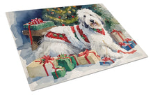 Load image into Gallery viewer, Old English Sheepdog Cozy Christmas Glass Cutting Boards – Durable, Decorative Kitchen Art Large