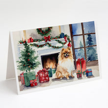 Load image into Gallery viewer, Pomeranian Cozy Christmas Greeting Cards - Blank Note Cards – 8-Pack of Artist-Designed Cards with Envelopes