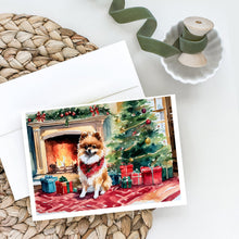 Load image into Gallery viewer, Pomeranian Cozy Christmas Greeting Cards - Blank Note Cards – 8-Pack of Artist-Designed Cards with Envelopes