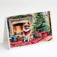 Load image into Gallery viewer, Pomeranian Cozy Christmas Greeting Cards - Blank Note Cards – 8-Pack of Artist-Designed Cards with Envelopes
